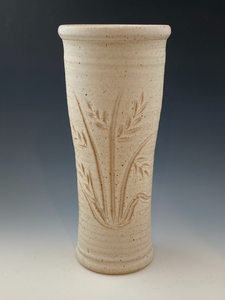 Harvest Wheat Carved Stoneware Vase
