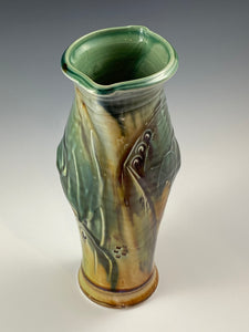 Green and Gold Sculpted Vase
