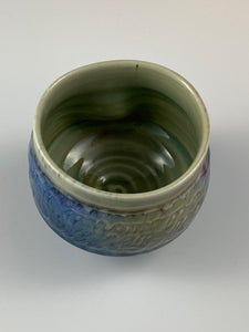 Sculpted Blue Green Tea Bowl