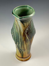 Load image into Gallery viewer, Green and Gold Sculpted Vase

