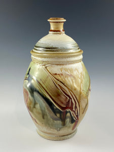 Abstract Decorated Lidded Jar