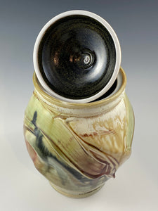 Abstract Decorated Lidded Jar