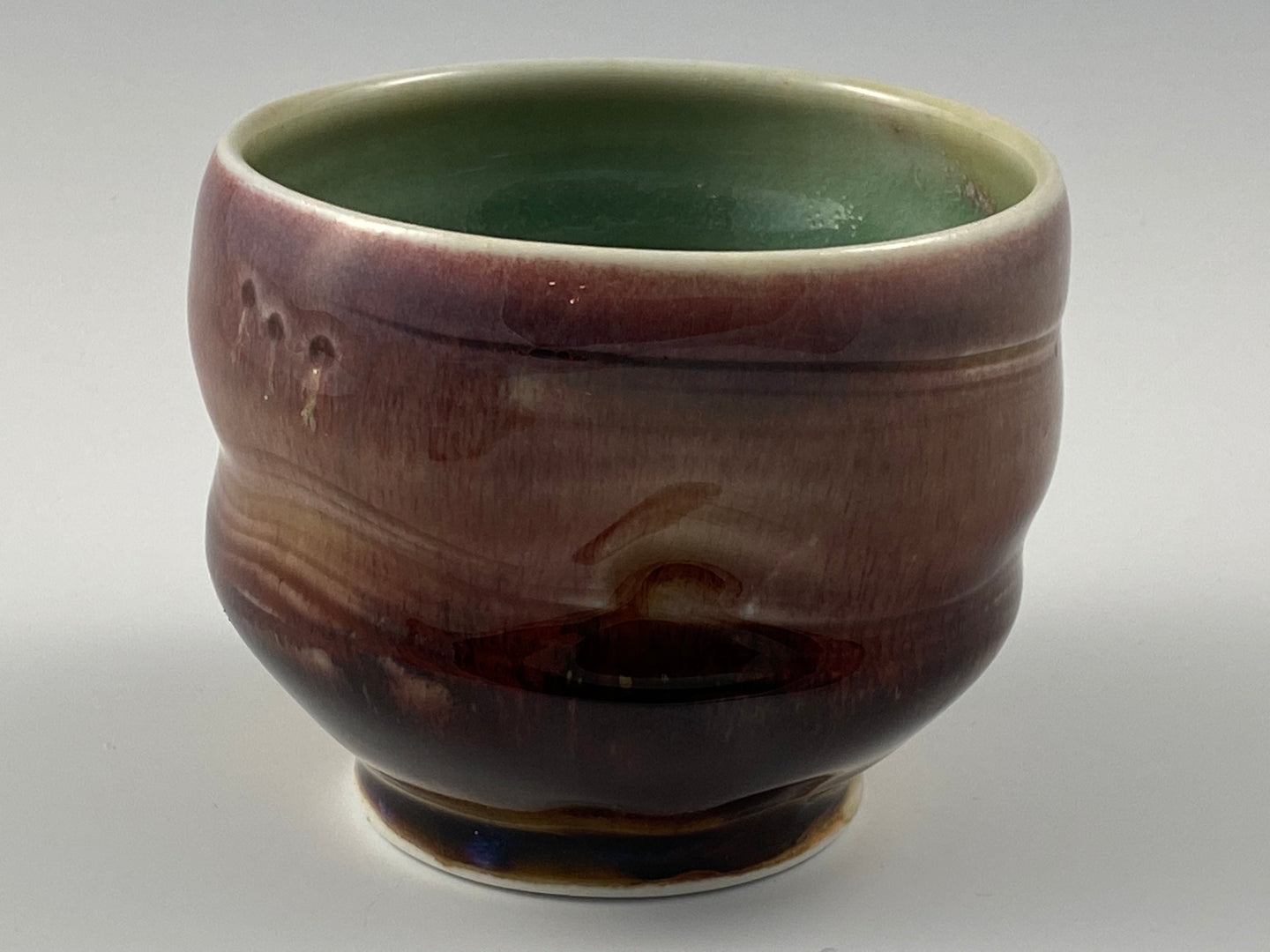 Sculpted Celadon and Mauve Tea Bowl