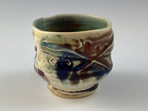 Multi-colored Sculpted Tea Bowl