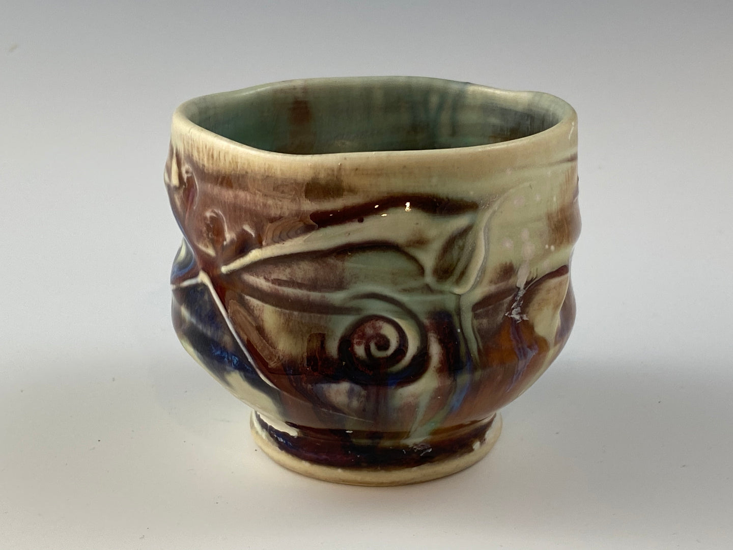 Multi-colored Sculpted Tea Bowl