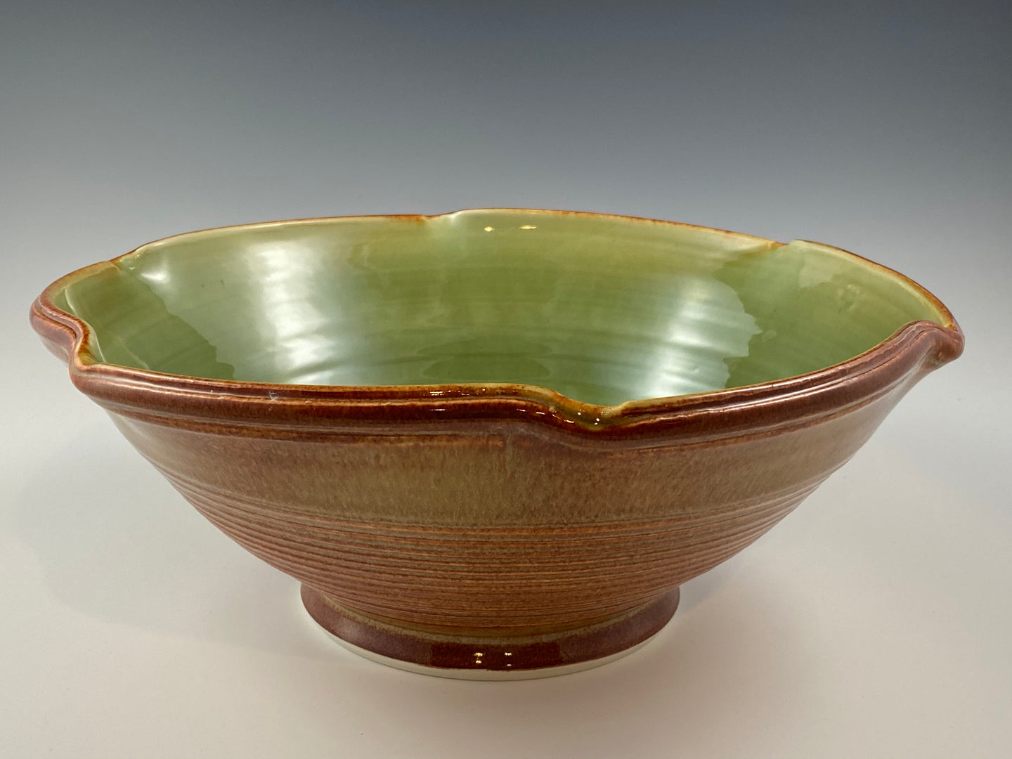 Large Apple Green and Nutmeg Brown Bowl