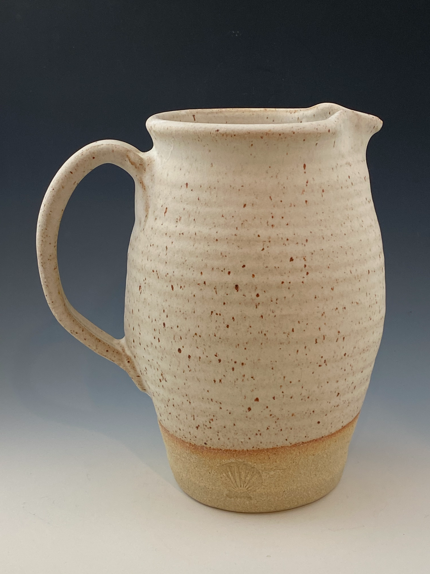 Half Dipped Cream White Stoneware Pitcher
